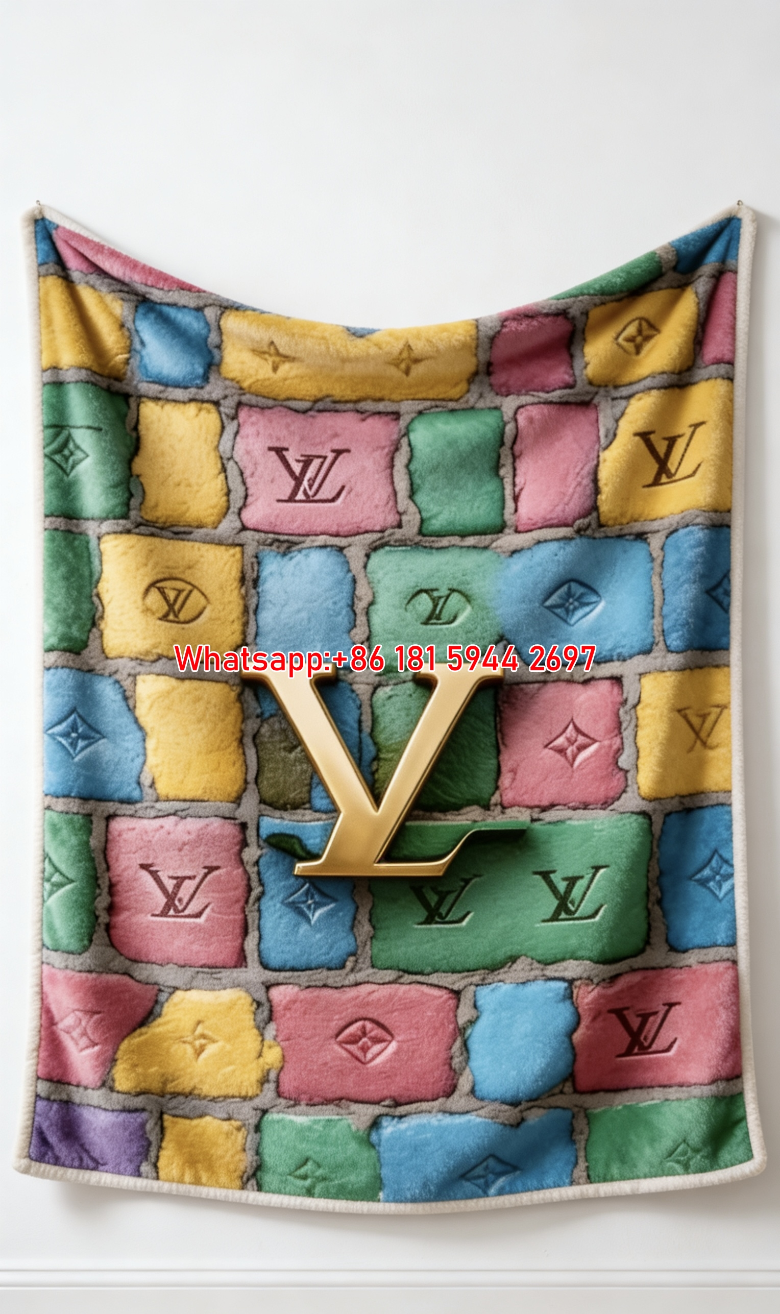 LV ColorBlock Blanket Iconic Plush Throw IMG_3605
